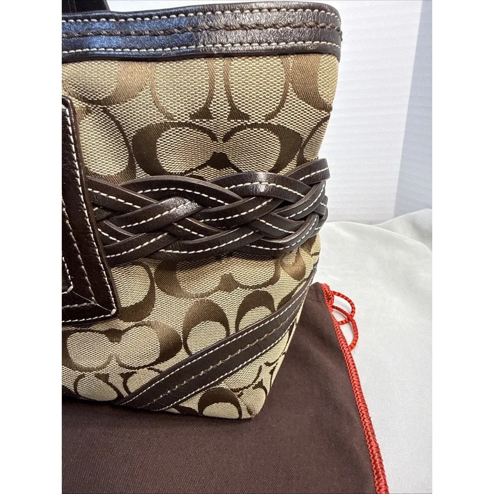 Vintage Y2K Coach Soho 5089 Signature Canvas Braided Leather Satchel Tote Brown